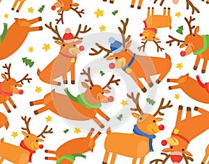 Christmas Reindeer Seamless Background