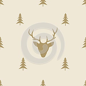 Christmas reindeer seamless line pattern tile