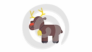 Christmas reindeer stomps its hoof. Alpha channel