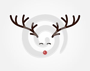 Christmas reindeer symbol, antlers and red nose photo