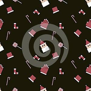 Christmas repeat pattern created with sharp corner Christmas objects, seamless pattern