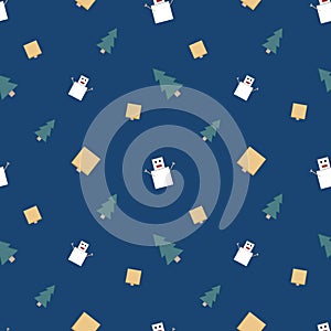 Christmas repeat pattern created with sharp corner Christmas objects, seamless pattern