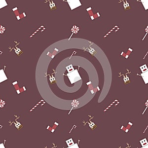 Christmas repeat pattern created with sharp corner Christmas objects, seamless pattern