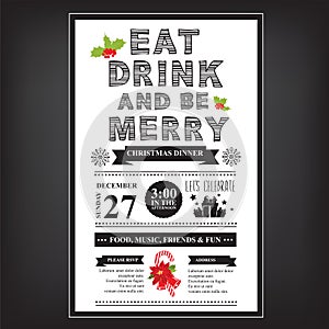 Christmas restaurant and party menu, invitation.