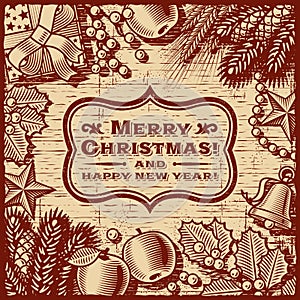 Christmas Retro Card Brown