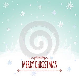 Christmas retro greeting card and background with hand-drawn Christmas tree and congratulation