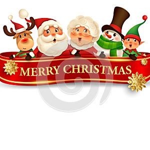 Happy Christmas companions with ribbon banner. photo