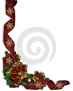 Christmas Ribbons and baubles Border