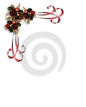 Christmas ribbons corner design