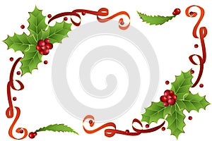 Christmas ribbons frame corner card