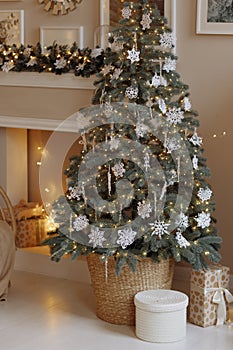 Christmas room design in light colors.