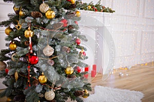 Christmas Room Interior Design, Xmas Tree Decorated