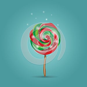 Christmas round candy, caramel, vector. Holiday, treat or childy concept.Cartoon style