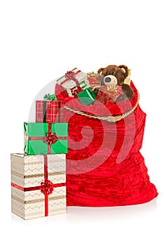 Christmas sack isolated on white photo