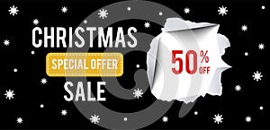 Christmas Sale banner on black background