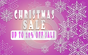 Christmas sale banner for booklet 20%, holiday flyer, poster, advertising logo, leaflet for the store template design. The modern