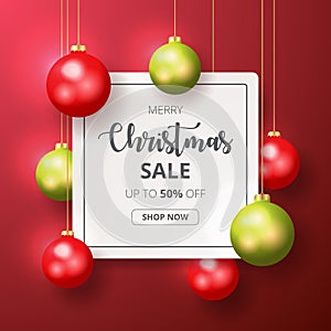 Christmas sale banner with christmas elements.