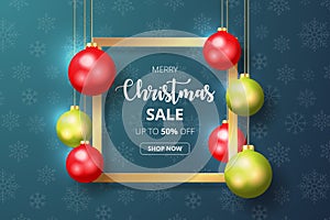 Christmas sale banner with christmas elements.