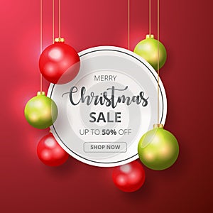 Christmas sale banner with christmas elements.