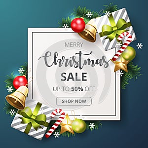 Christmas sale banner with christmas elements.