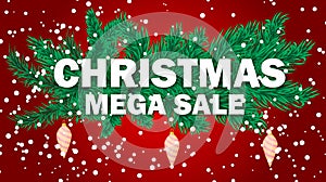Christmas sale banner holiday discount xmas winter offer advertising background vector illustration.