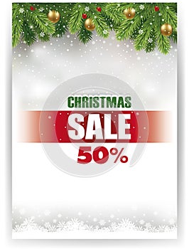 Christmas sale banner with traditional decorations