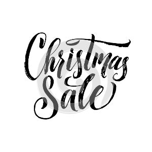 Christmas Sale Calligraphy. Greeting Card Black Typography on White Background