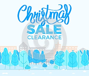 Christmas Sale Clearance, Promotional Blue Poster