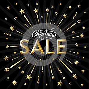 Christmas sale golden on black Vector Illustration