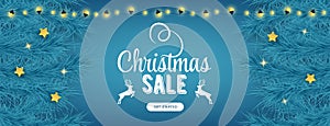 Christmas sale landing banner, great design for any purposes. Celebration concept. Christmas decoration. Season concept