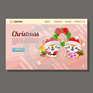 Christmas sale landing page cute cat characters