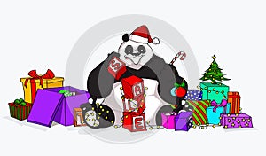 Christmas Sale Panda with blocks