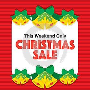 Christmas Sale Promotion Banner Red Background Vector