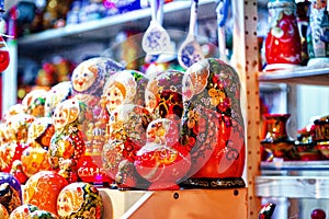 Christmas sale of Russian Souvenirs on the red square of the Kremlin