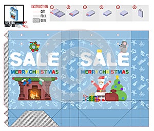 Christmas sale santa claus. gift basket template