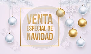 Christmas Sale Spanish Venta de Navidad golden white promo poster