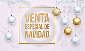 Christmas Sale Spanish Venta de Navidad golden white promo poster photo