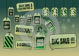 Christmas sale tags and labels