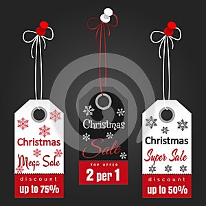Christmas sale tags with snowflakes