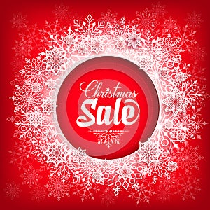 Christmas Sale Text in Circle of Snow Flakes