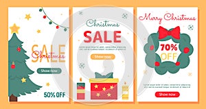 Christmas sale vector posters set