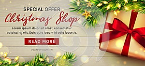 Christmas sale web banner template. Vector.