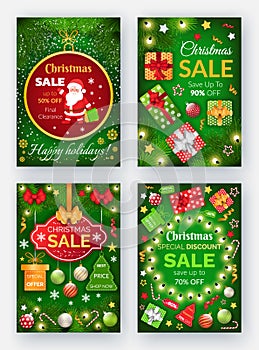 Christmas Sale Winter Holidays Discounts Banners