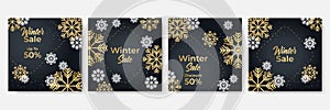 Christmas sale. Winter promotional labels cards advertising special offers season sales. Christmas promotion discount poster.