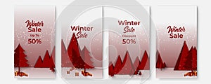 Christmas sale. Winter promotional labels cards advertising special offers season sales. Christmas promotion discount poster.