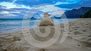 Christmas Sandman on Beach