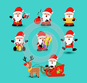 Christmas santa claus funny holiday cartoon set