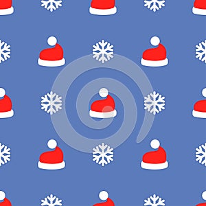 Christmas Santa Claus hat art seamless pattern