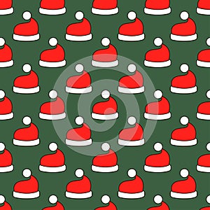 Christmas Santa Claus hat art seamless pattern