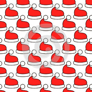 Christmas Santa Claus hat art seamless pattern